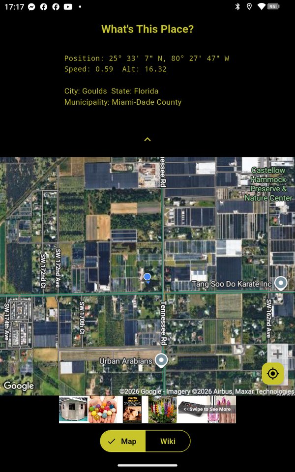 Satellite map view centred on the current position